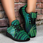 Dark Tropical Palm Leaves Pattern Print Sport Shoes GearFrost