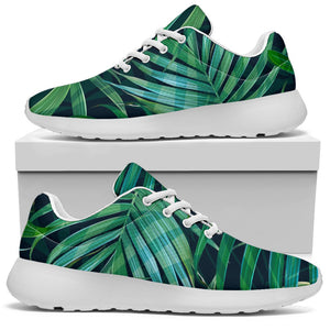 Dark Tropical Palm Leaves Pattern Print Sport Shoes GearFrost