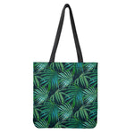 Dark Tropical Palm Leaves Pattern Print Tote Bag