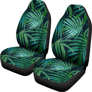Dark Tropical Palm Leaves Pattern Print Universal Fit Car Seat Covers