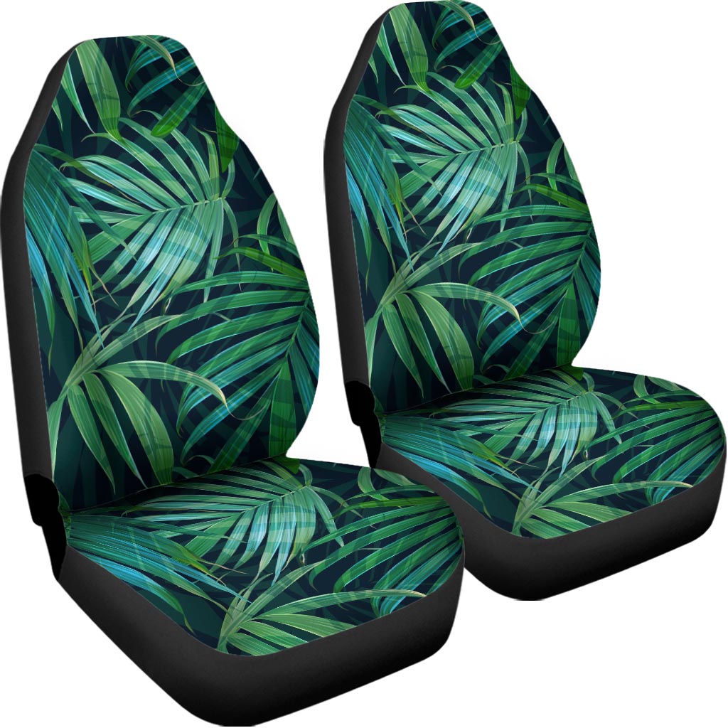 Dark Tropical Palm Leaves Pattern Print Universal Fit Car Seat Covers