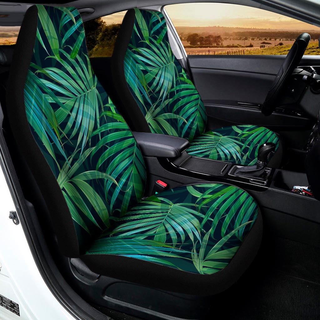 Dark Tropical Palm Leaves Pattern Print Universal Fit Car Seat Covers