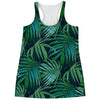 Dark Tropical Palm Leaves Pattern Print Women's Racerback Tank Top