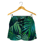 Dark Tropical Palm Leaves Pattern Print Women's Shorts