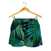 Dark Tropical Palm Leaves Pattern Print Women's Shorts