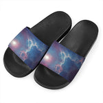 Dark Universe Galaxy Deep Space Print Black Slide Sandals