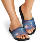 Dark Universe Galaxy Deep Space Print Black Slide Sandals