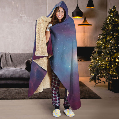 Dark Universe Galaxy Deep Space Print Hooded Blanket