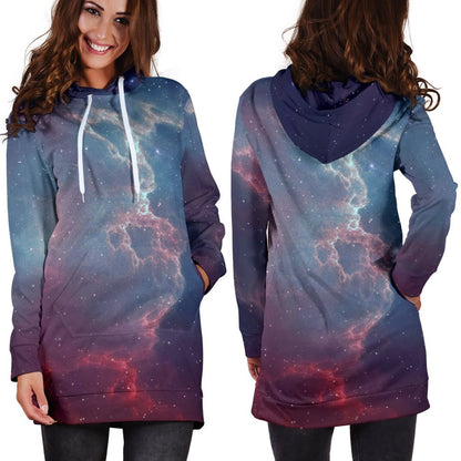 Dark Universe Galaxy Deep Space Print Hoodie Dress GearFrost