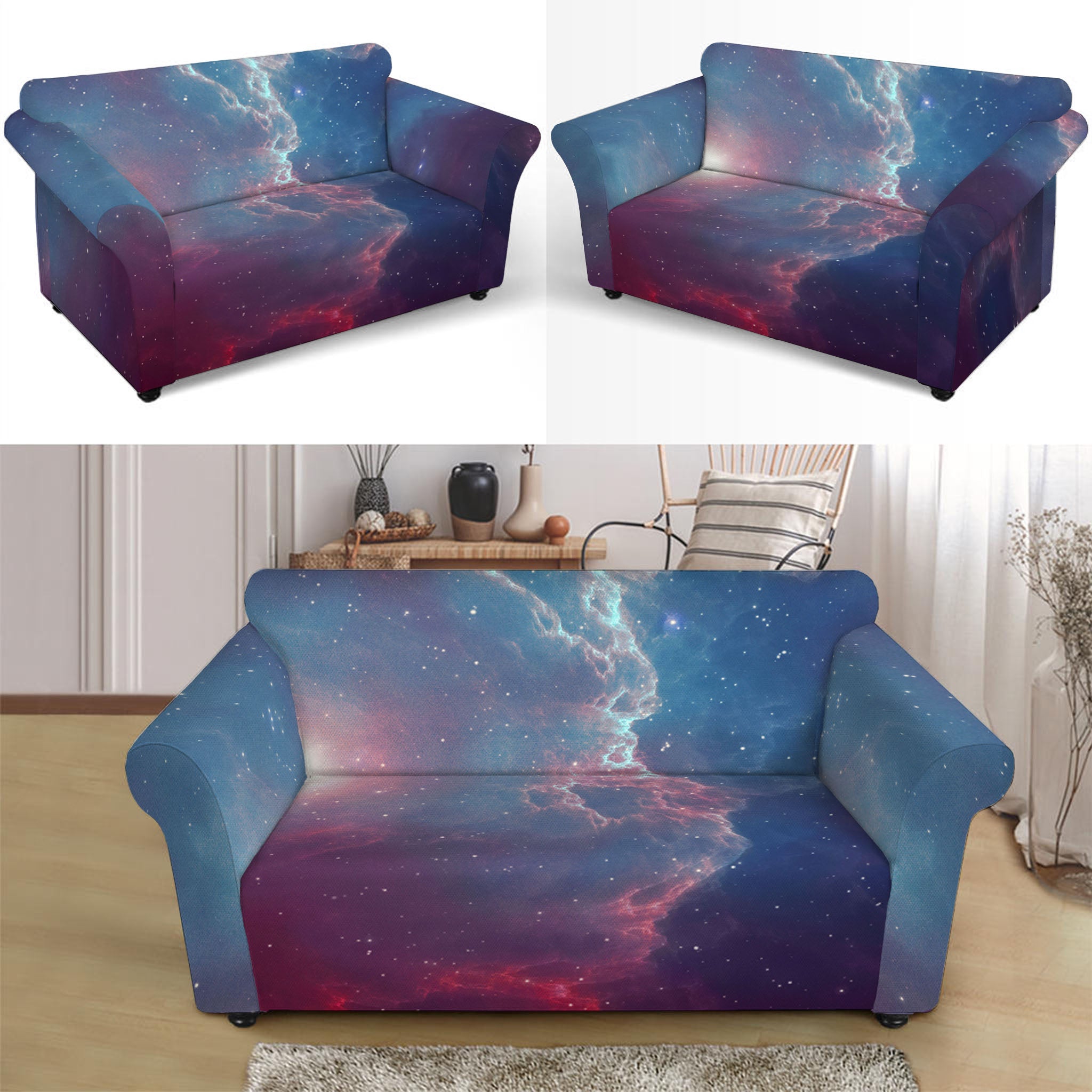 Dark Universe Galaxy Deep Space Print Loveseat Slipcover