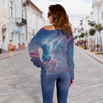 Dark Universe Galaxy Deep Space Print Off Shoulder Sweatshirt GearFrost