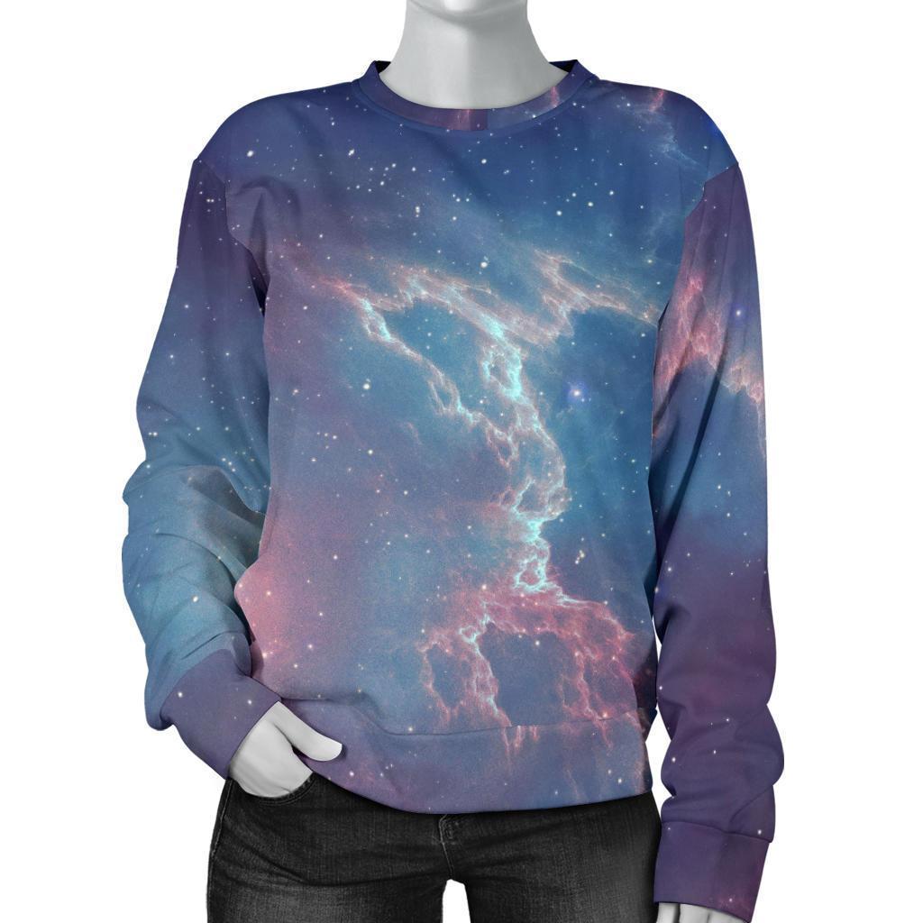 Dark Universe Galaxy Deep Space Print Women's Crewneck Sweatshirt GearFrost