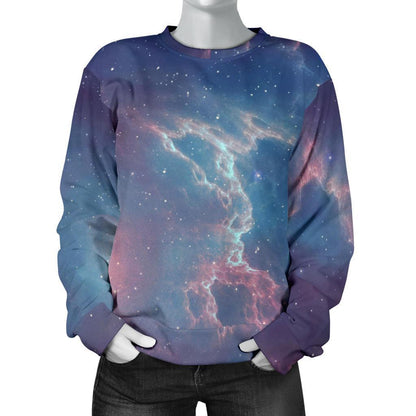 Dark Universe Galaxy Deep Space Print Women's Crewneck Sweatshirt GearFrost
