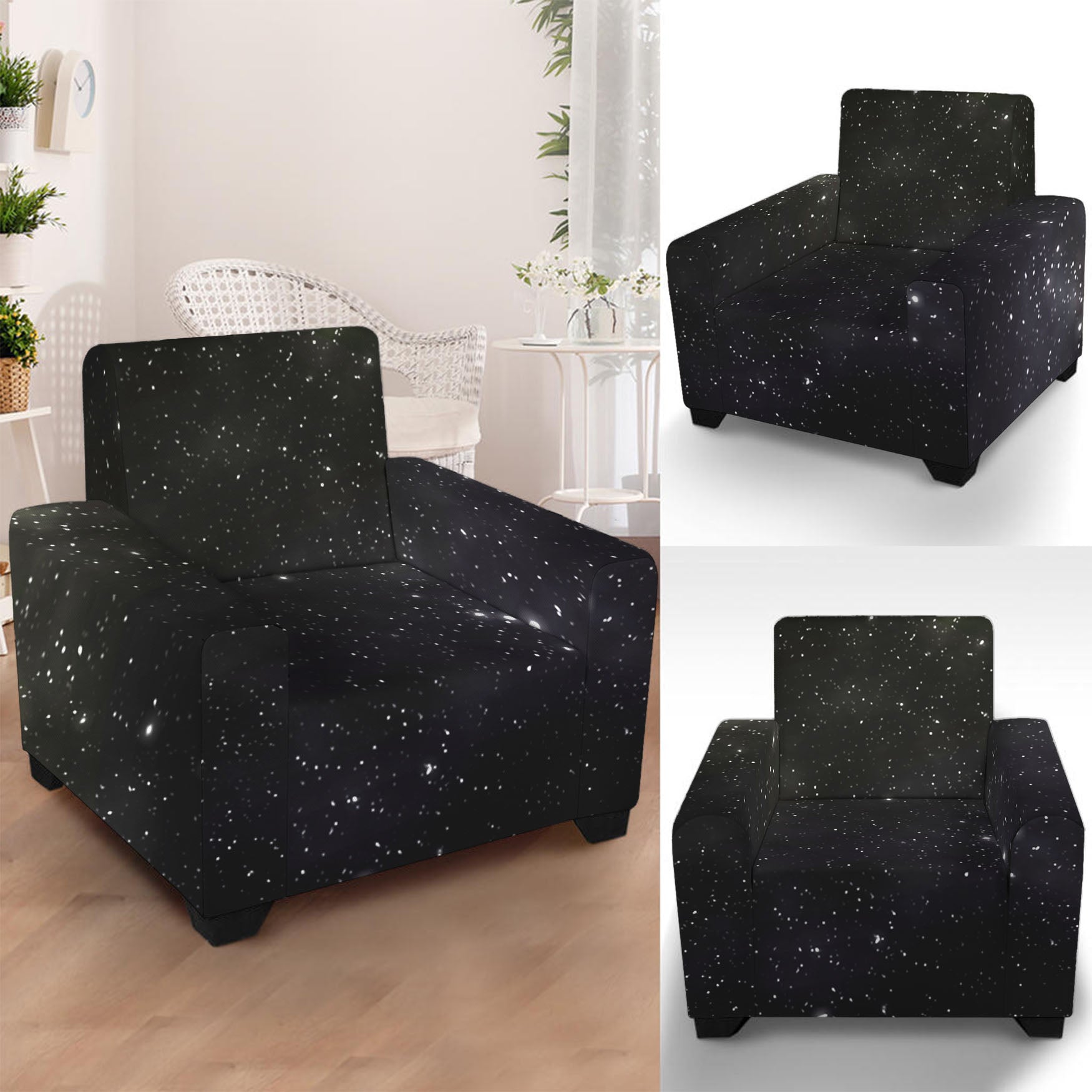 Dark Universe Galaxy Outer Space Print Armchair Slipcover