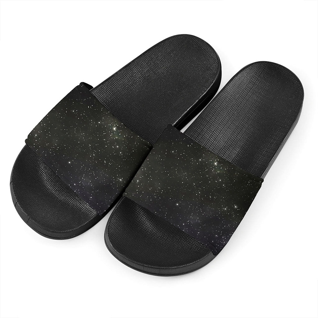 Dark Universe Galaxy Outer Space Print Black Slide Sandals