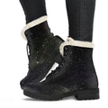 Dark Universe Galaxy Outer Space Print Faux Fur Leather Boots