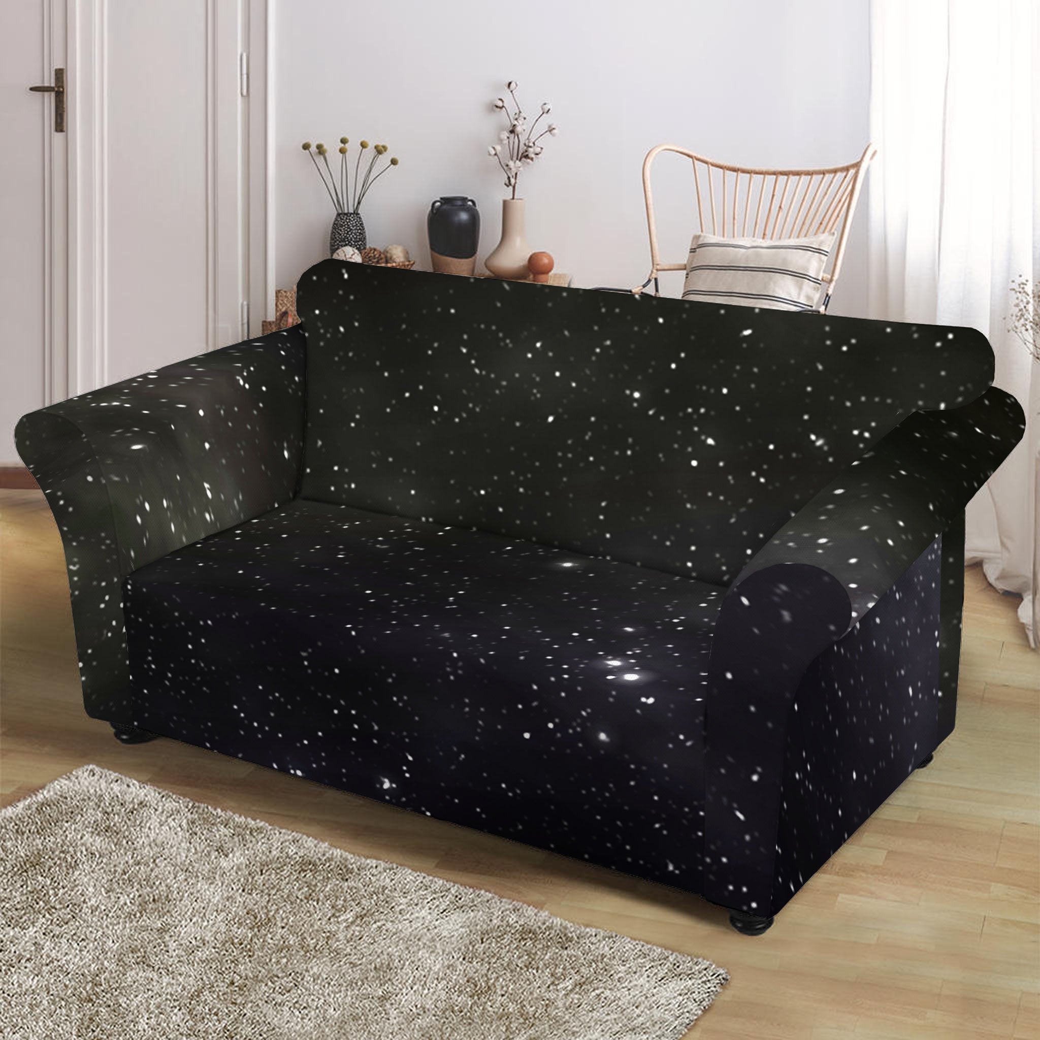 Dark Universe Galaxy Outer Space Print Loveseat Slipcover