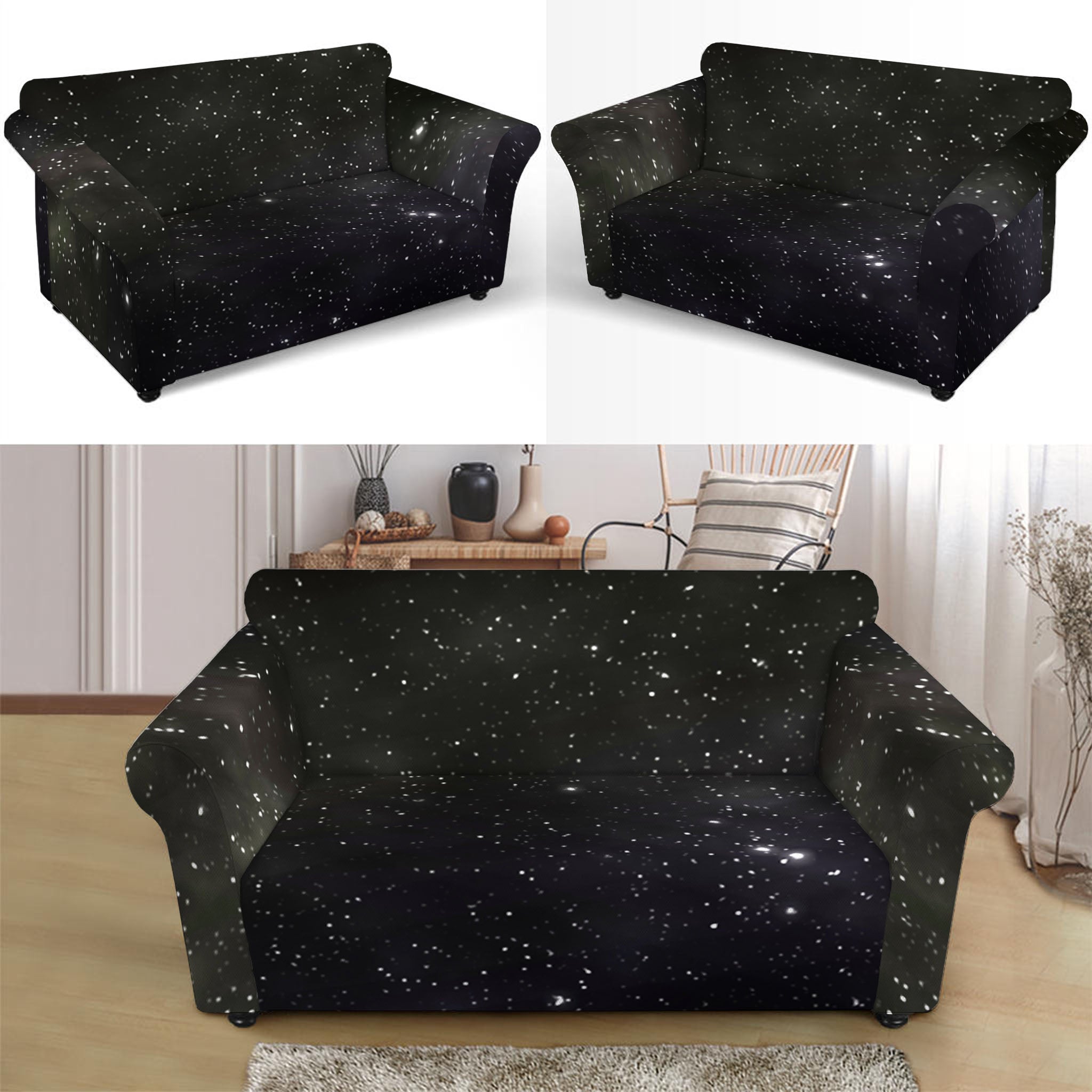 Dark Universe Galaxy Outer Space Print Loveseat Slipcover