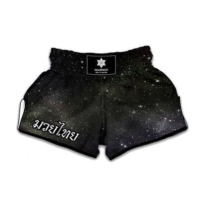 Dark Universe Galaxy Outer Space Print Muay Thai Boxing Shorts