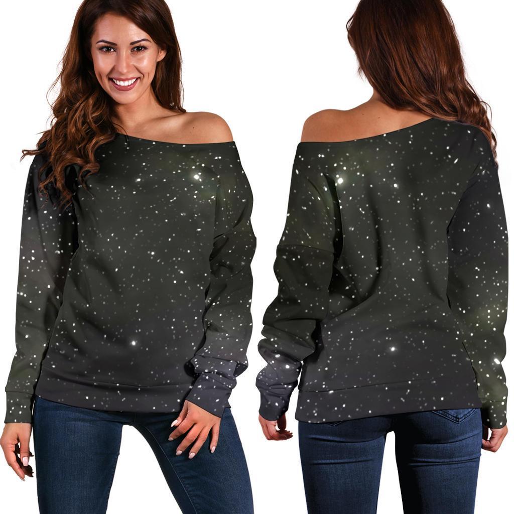 Dark Universe Galaxy Outer Space Print Off Shoulder Sweatshirt GearFrost