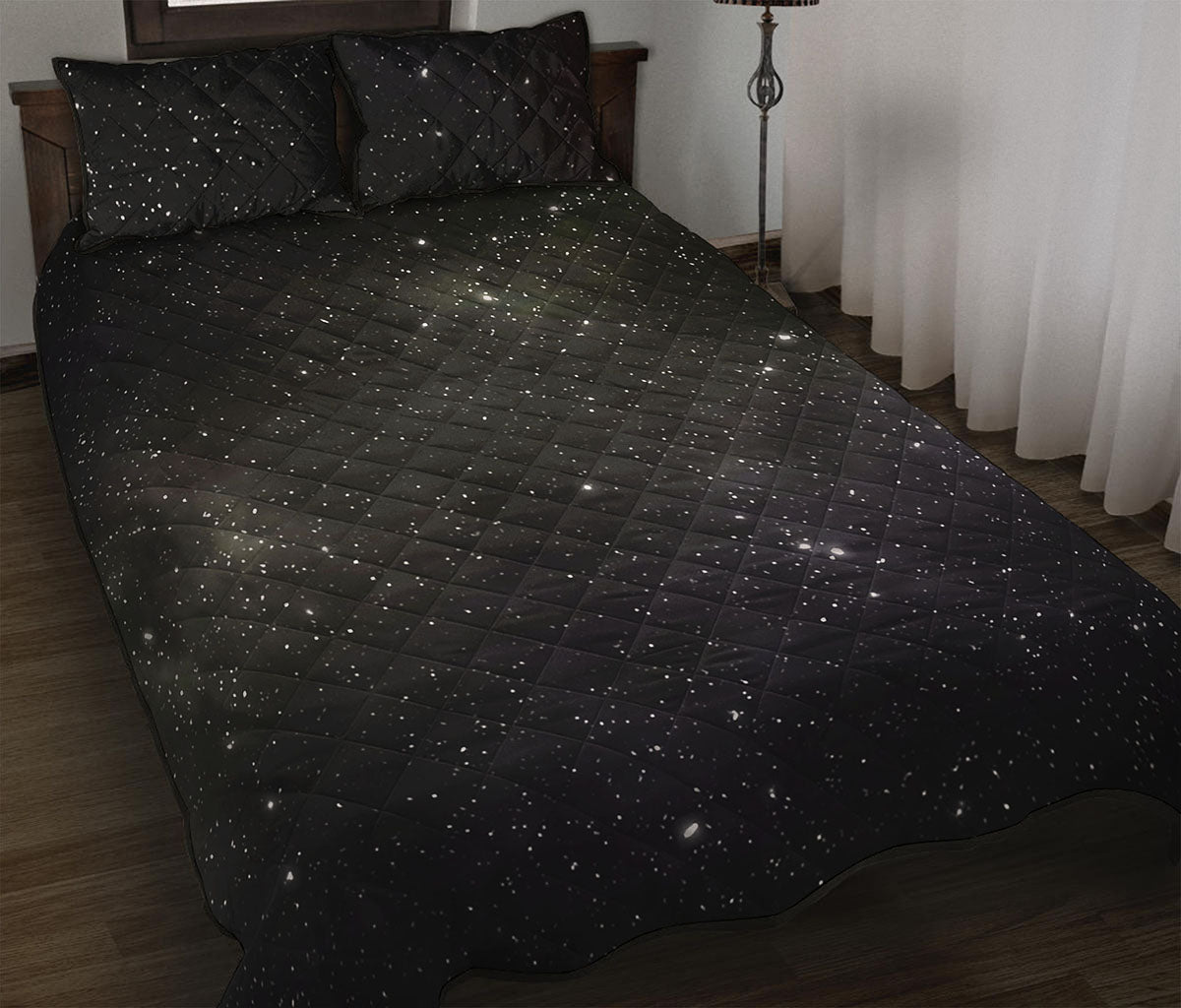 Dark Universe Galaxy Outer Space Print Quilt Bed Set