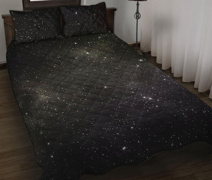 Dark Universe Galaxy Outer Space Print Quilt Bed Set