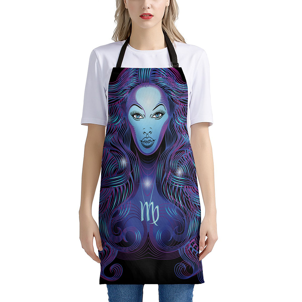 Dark Virgo Zodiac Sign Print Apron