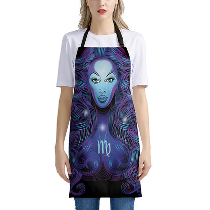 Dark Virgo Zodiac Sign Print Apron