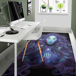 Dark Virgo Zodiac Sign Print Area Rug