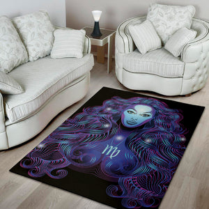 Dark Virgo Zodiac Sign Print Area Rug