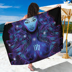 Dark Virgo Zodiac Sign Print Beach Sarong Wrap