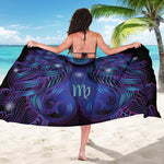 Dark Virgo Zodiac Sign Print Beach Sarong Wrap