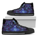Dark Virgo Zodiac Sign Print Black High Top Shoes
