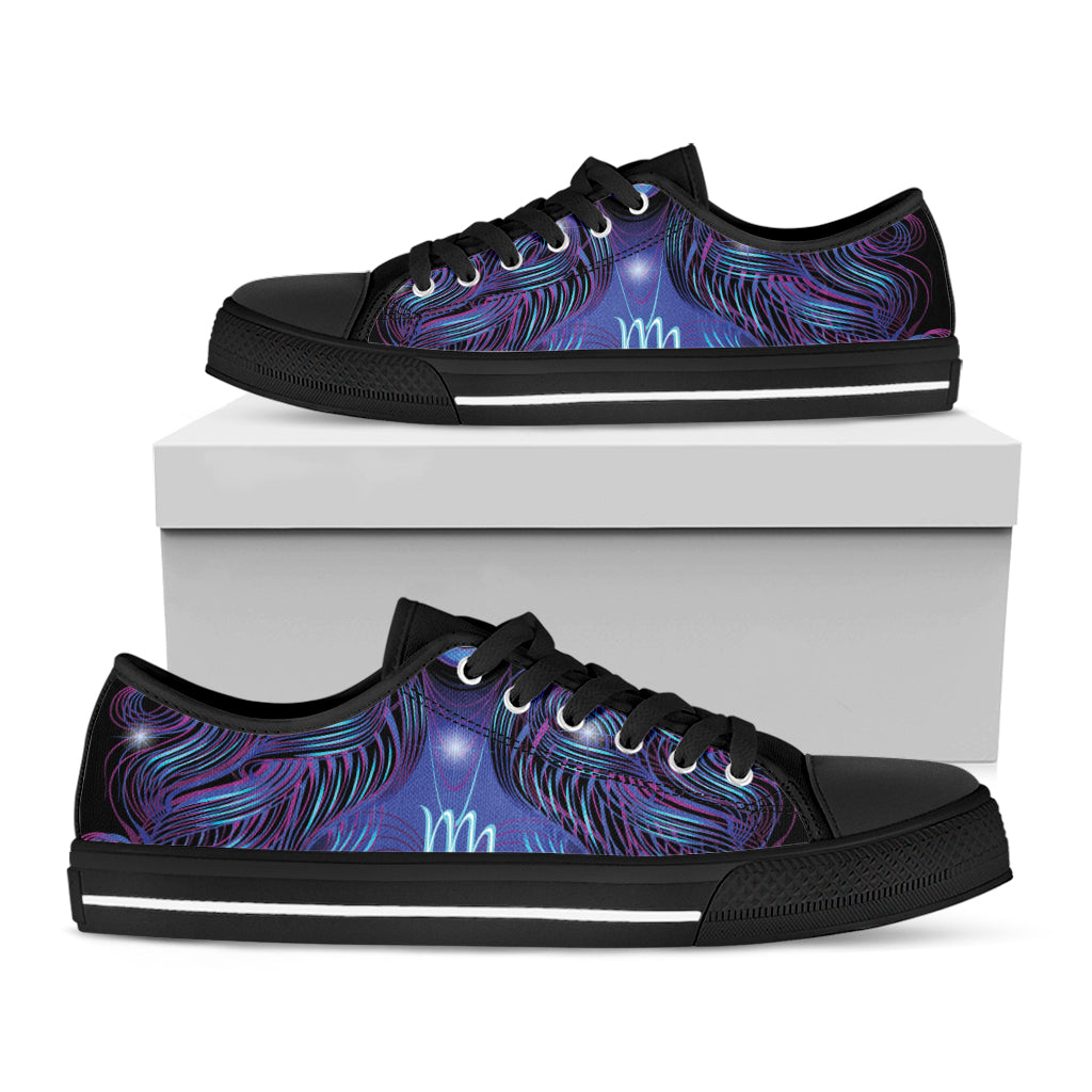 Dark Virgo Zodiac Sign Print Black Low Top Shoes 