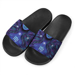 Dark Virgo Zodiac Sign Print Black Slide Sandals