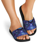 Dark Virgo Zodiac Sign Print Black Slide Sandals