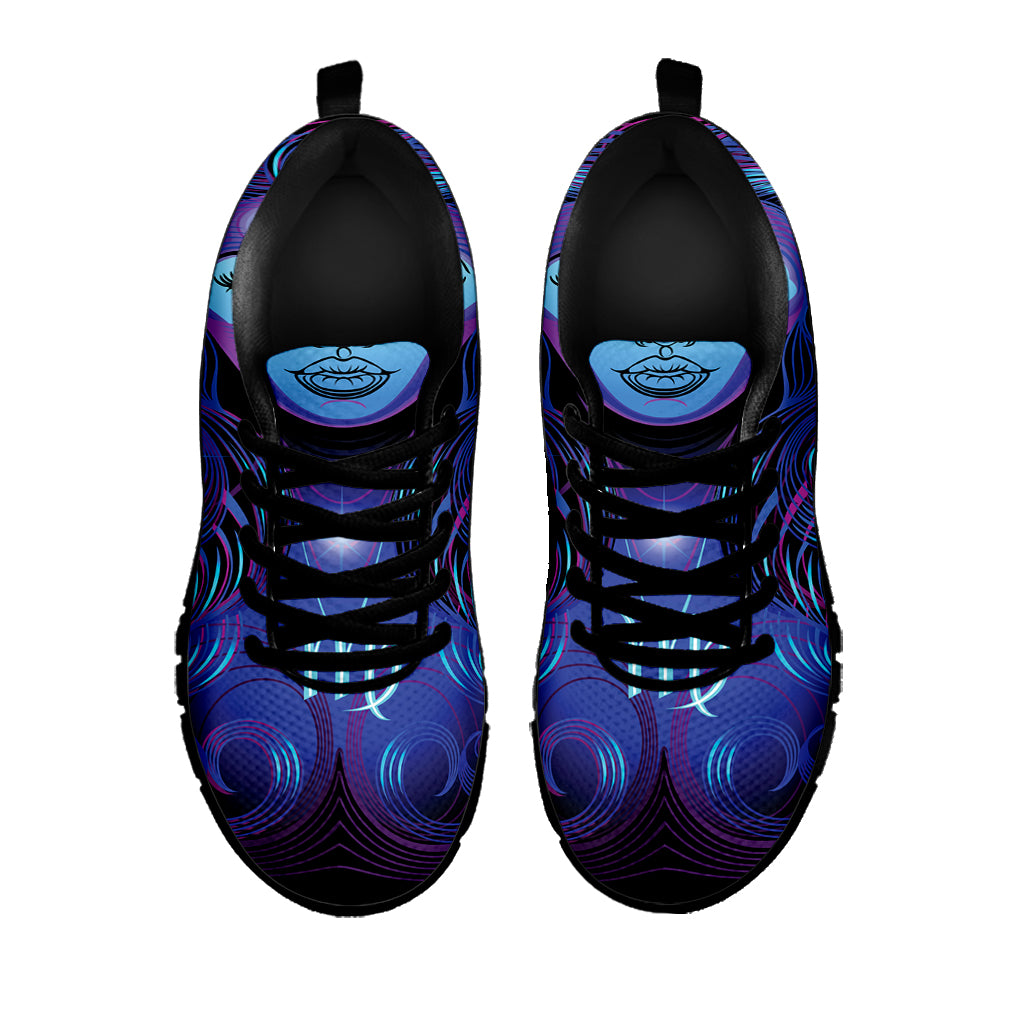Dark Virgo Zodiac Sign Print Black Sneakers