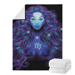 Dark Virgo Zodiac Sign Print Blanket