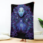 Dark Virgo Zodiac Sign Print Blanket