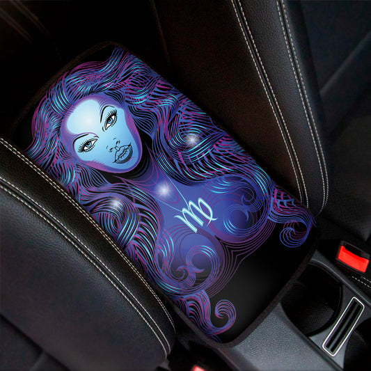Dark Virgo Zodiac Sign Print Car Center Console Cover