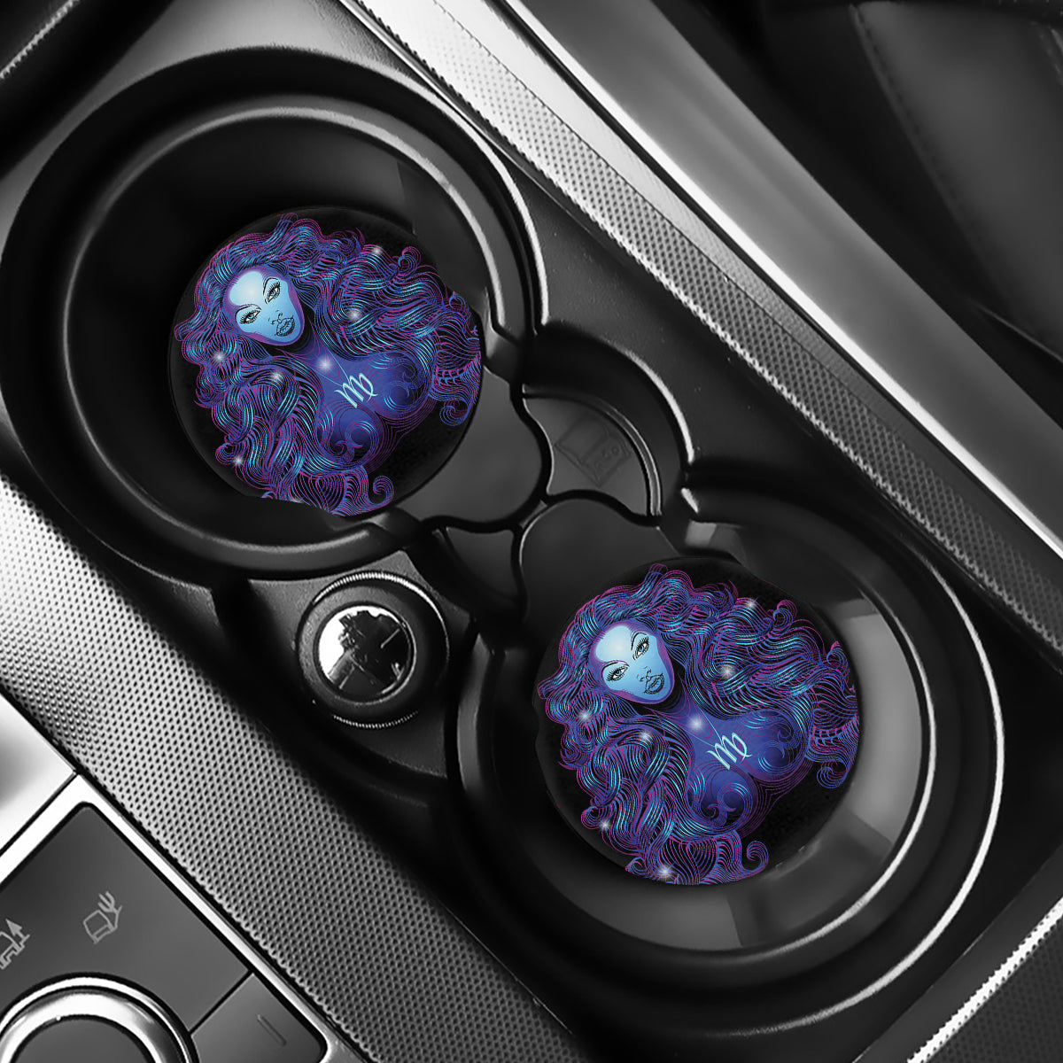 Dark Virgo Zodiac Sign Print Car Coasters