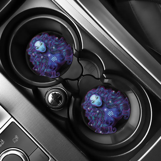 Dark Virgo Zodiac Sign Print Car Coasters