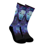 Dark Virgo Zodiac Sign Print Crew Socks