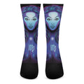 Dark Virgo Zodiac Sign Print Crew Socks