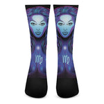 Dark Virgo Zodiac Sign Print Crew Socks