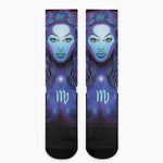 Dark Virgo Zodiac Sign Print Crew Socks