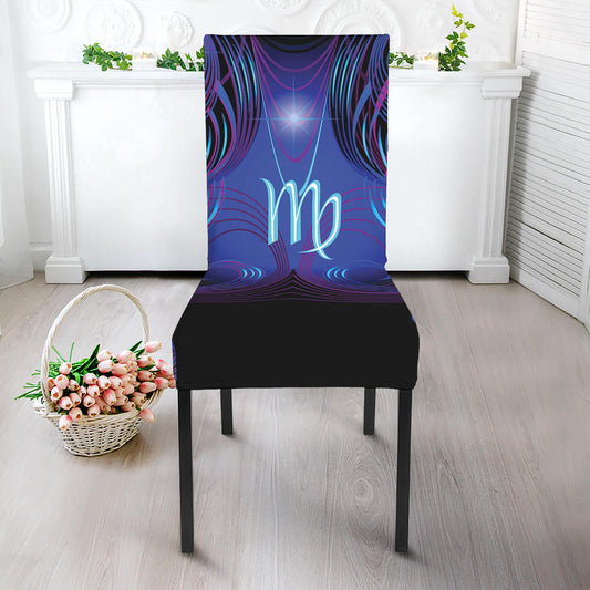Dark Virgo Zodiac Sign Print Dining Chair Slipcover