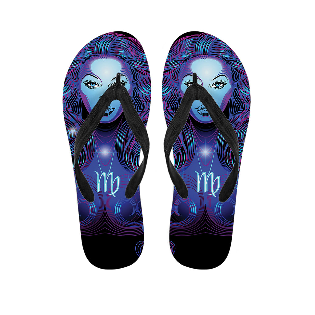 Dark Virgo Zodiac Sign Print Flip Flops