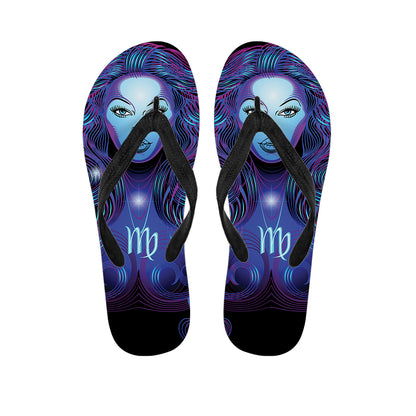 Dark Virgo Zodiac Sign Print Flip Flops