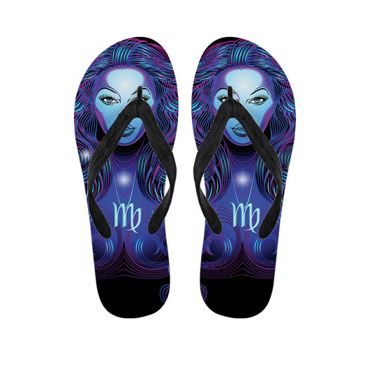 Dark Virgo Zodiac Sign Print Flip Flops
